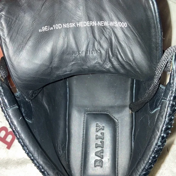 Bally Shoes size 10 ..mostly all black with 2 red stripes and one white stripe